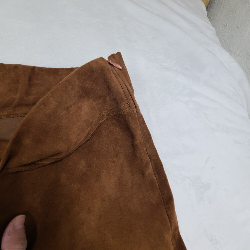 Sundance Brown 100% Leather Equestrian-style Riding Pants Suede Stretch Large - Picture 11 of 16